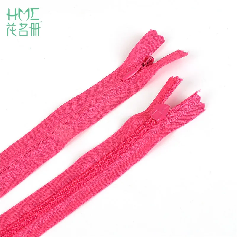 Fuchsia Хит, 10 шт./лот, 17 цветов, 35-60 см, 5 размеров, невидимые молнии, нейлоновые катушки, молнии для рукоделия, шитья, одежды, сумки, инструменты, аксессуары - Цвет: Fuchsia