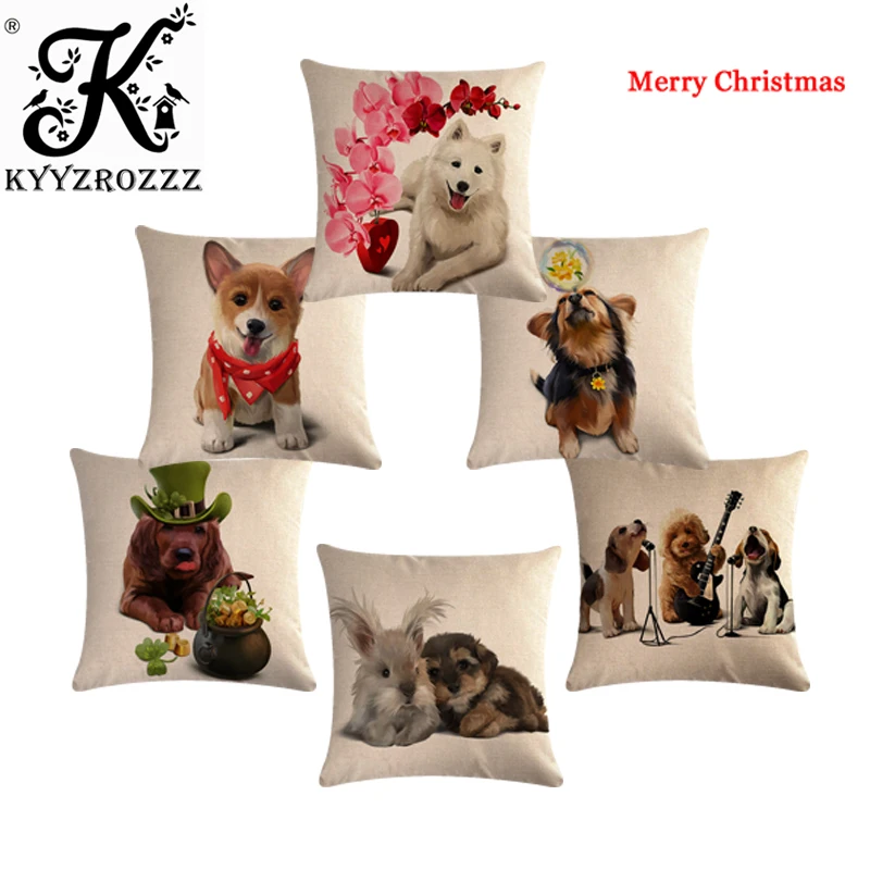 Мопса собака бульдог шаблон хлопок лен бросок Рождество шляпа Keji Подушка Чехол