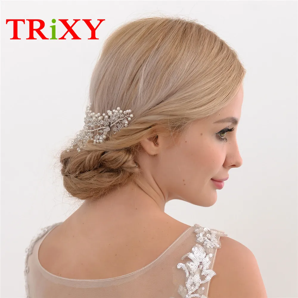 TRiXY H31 женские элегантные свадебные аксессуары стразы жемчуг расческа для
