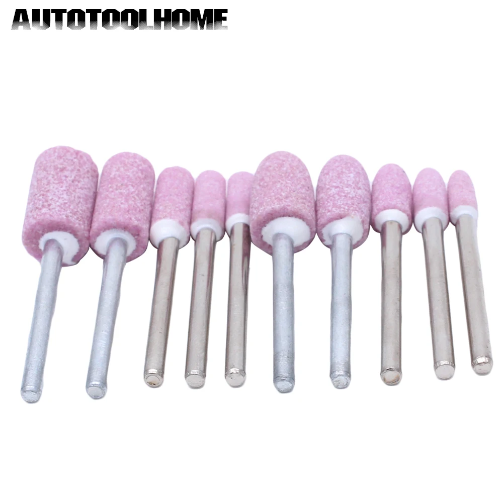 AUTOTOOLHOME 10 шт. абразивный монтируемый камень цилиндрический для Dremel 3000 4000 вращающиеся инструменты шлифовальный камень головка колеса