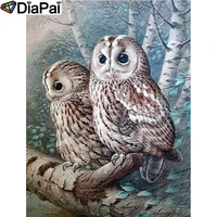 diapai 5d diy diamond painting 100 full squareround drill animal owl diamond embroidery cross stitch 3d decor a21682