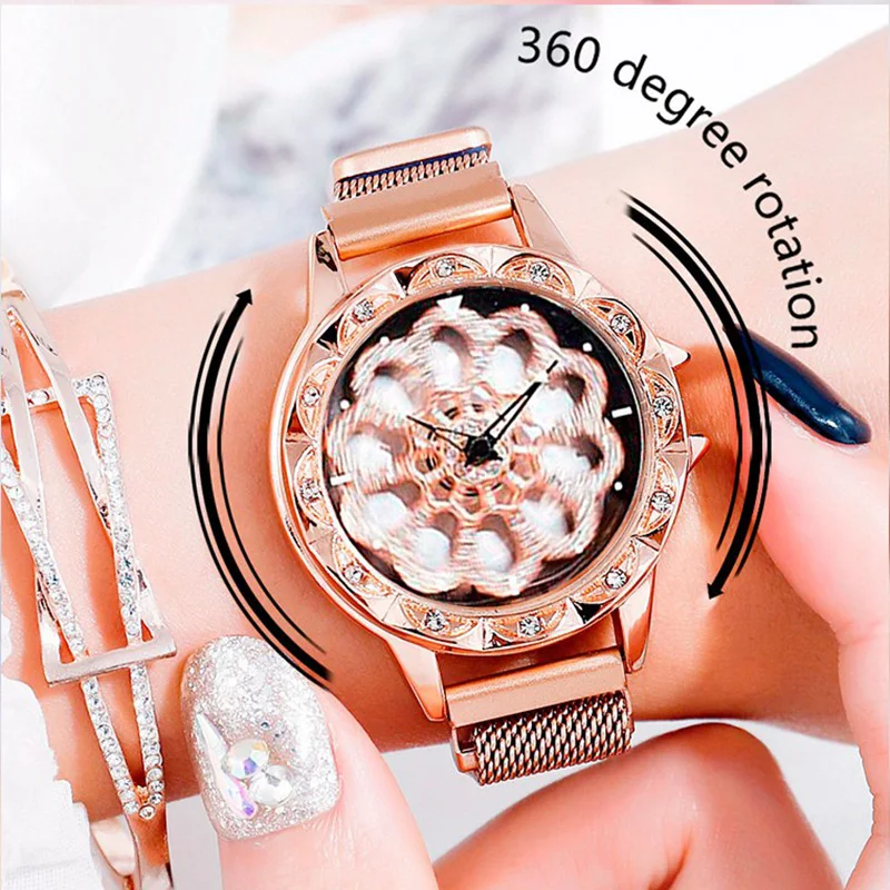 Женские часы браслет relogio feminino 2019 новые модные женские вращающиеся магнитные на