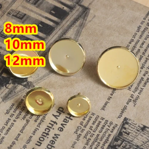

Cabochon 8mm,10mm,12mm Gold Copper Earring studs cameo,Brass stud earrings accessories,earrings base setting