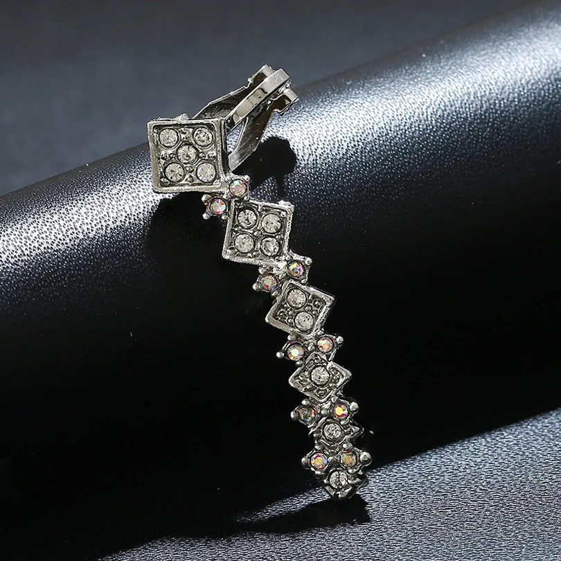 Американские ювелирные квадратный oorbellen Серьги Кристалл уха клип манжеты Boucles