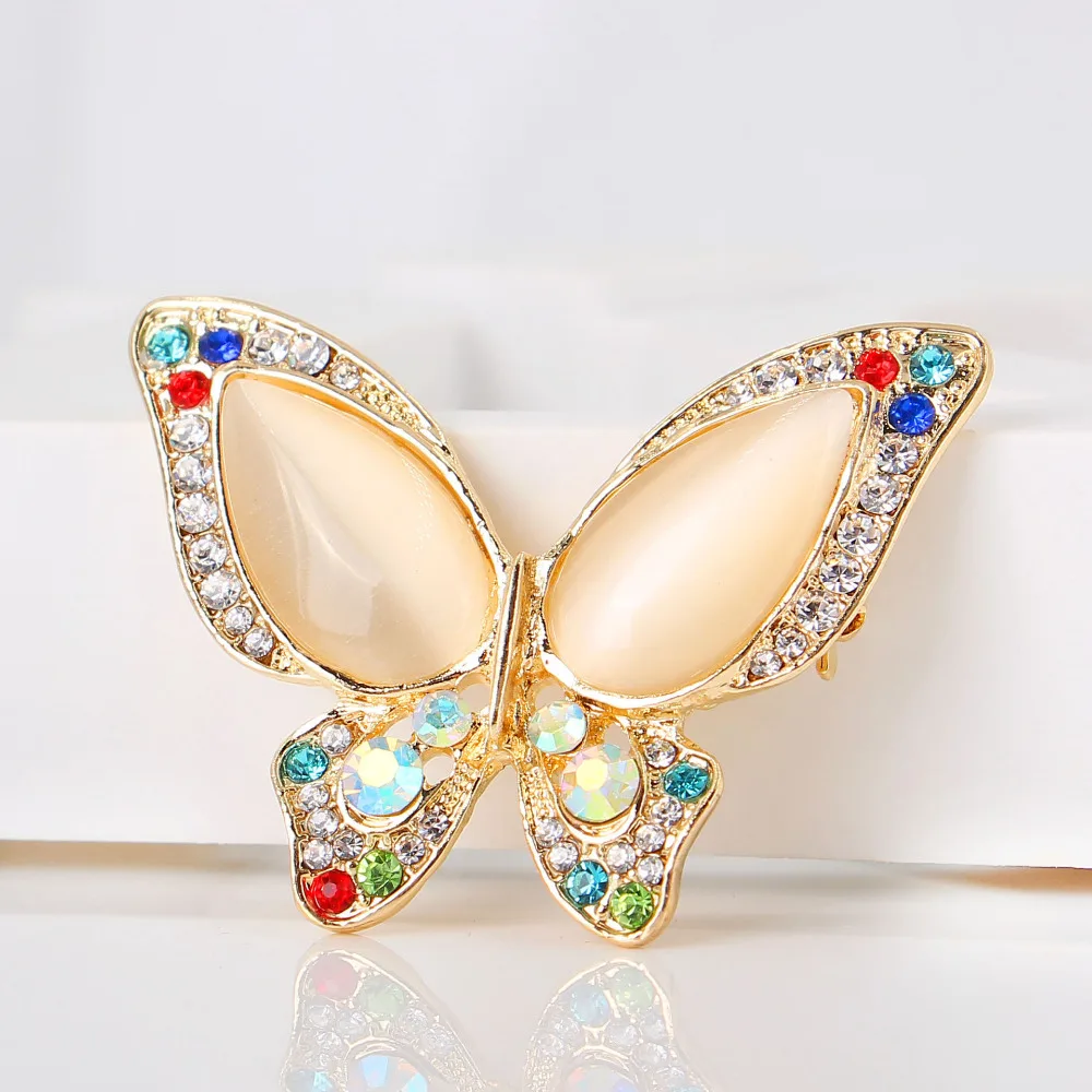 DISHRANFactory цена кошачий глаз Опал горный хрусталь брошь Свадебная Бабочка Брошь