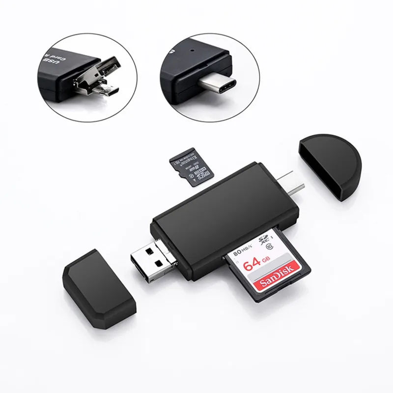 YC320 Mini 3 в 1 OTG считыватель смарт карт USB Type C SD карта Micro TF кардридер для ноутбука