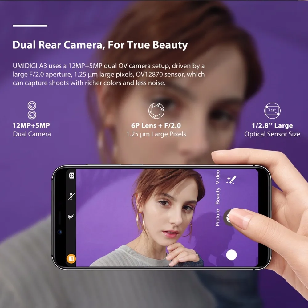 UMIDIGI A3 Смартфон с 5 5-дюймовым дисплеем четырёхъядерным процессором ОЗУ 2 Гб ПЗУ 16 12