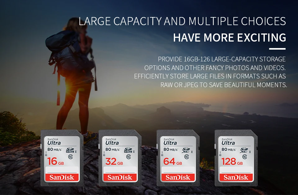 Двойной Флеш-накопитель SanDisk SD карты C10 UHS-I слот для карт памяти Ultra SDHC/SDXC Class10 16 Гб оперативной памяти, 32 Гб встроенной памяти, 64 ГБ 128 80 МБ/с. читать Скорость для Камера видеокамера sdunc