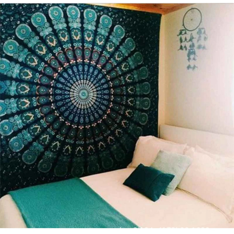

150*210cm Large Mandala Indian Beach Mat Polyester Thin Blanket Tapestry Wall Hanging Bohemian Yoga Shawl Mat Blankets