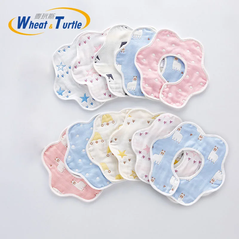 

Mother Kids Baby Clothing Accessories Bibs Burp Cloths Petal Shape Infant Toddler Waterproof Saliva Towel Cotton Feeding Cloth