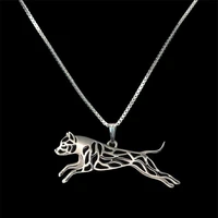 hot sale jewelry leaping american staffordshire terrier pitbull necklaces lovers metal pendant necklaces drop shipping