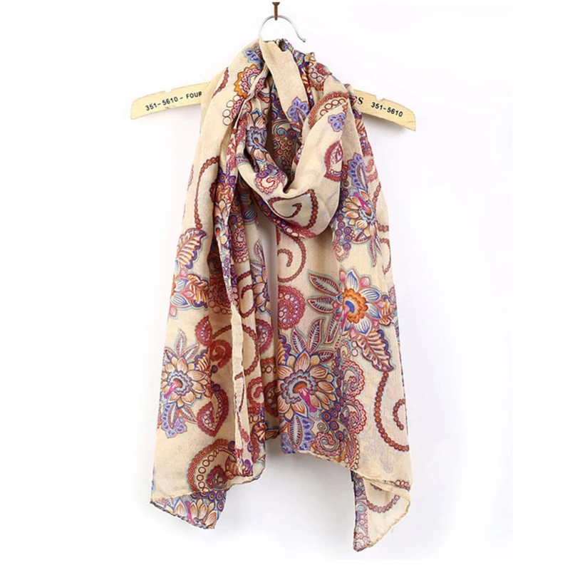 Модный шифоновый шелковый шарф с цветочным принтом шарфы шаль для женщин Дамский