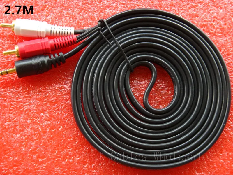 DHL 100 шт./лот 3 5 мм штекер Jack в AV 2 RCA стерео Музыка Аудио Кабель AUX для Mp3 Pod Телефон ТВ