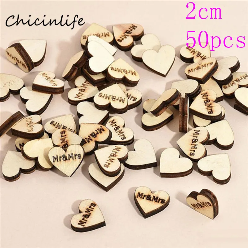 Chicinlife 50 шт. 15 мм влюбленное сердце деревянные конфетти только что Свадебный