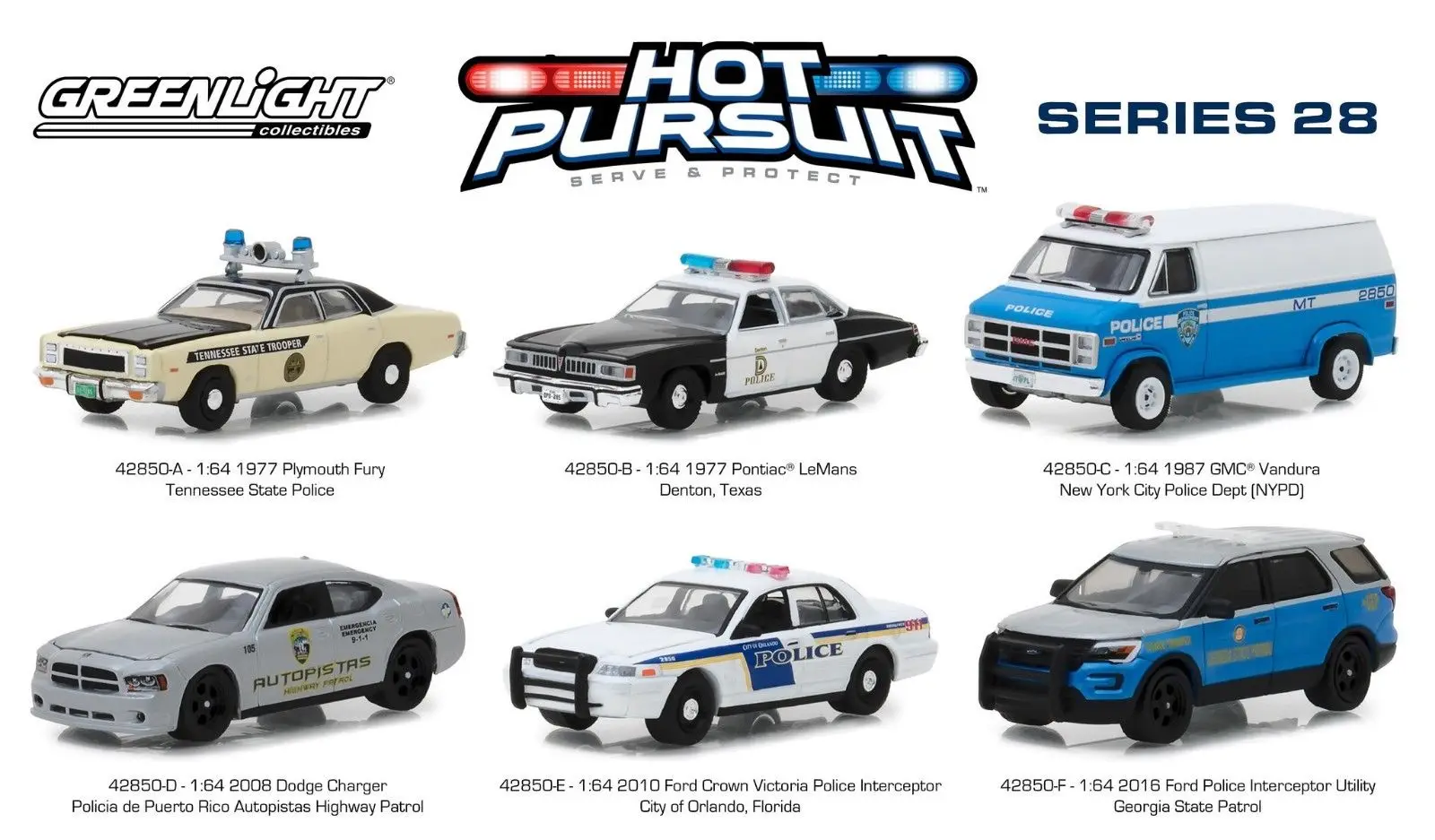 Зеленый светильник 1: 64 Горячая серия погоня 28 набор из 6 игрушечных автомобилей из сплава игрушки для детей литая под давлением модель автомобиля подарок на день рождения