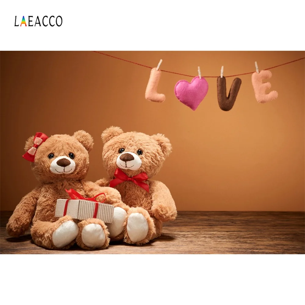 Laeacco Фото фоны Подарочный плюшевый мишка ребенок день рождения Любовь деревянные