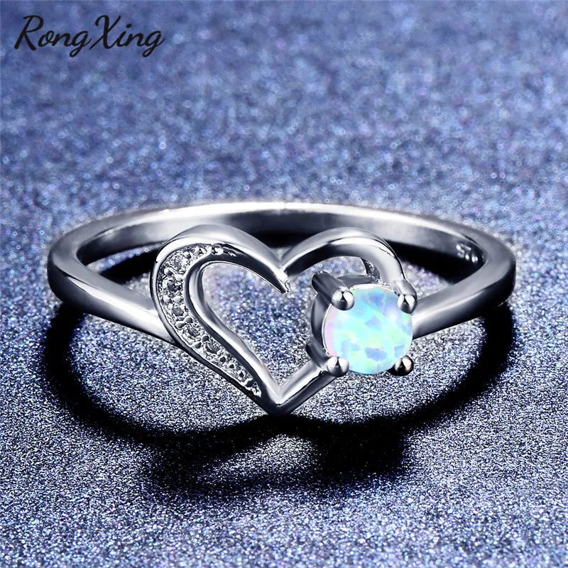 RongXing серебряный цвет Любовь Сердце кольца для женщин Свадьба