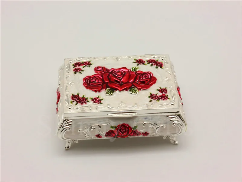

Wedding Favor Rose Design Metal Ring Holder Jewelry Box Gift Box
