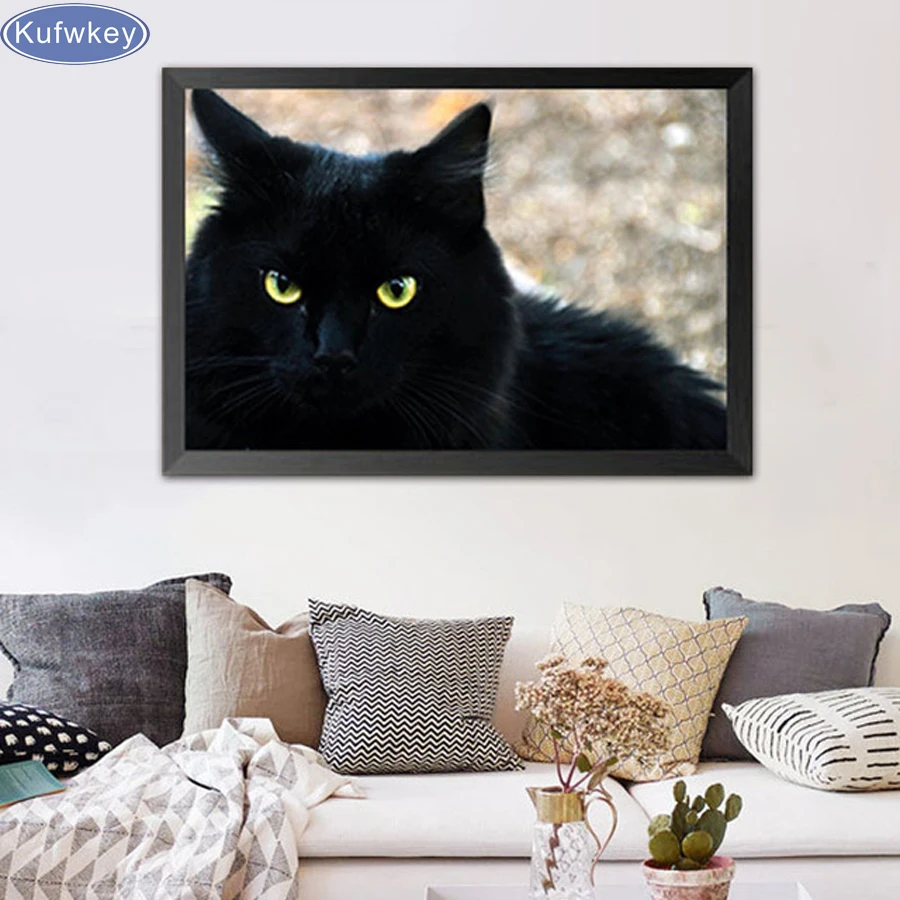 

diamond embroidery black cat 5d diamond painting animal full diamond mosaic,picture of rhinestones,cross-stitch home decoration