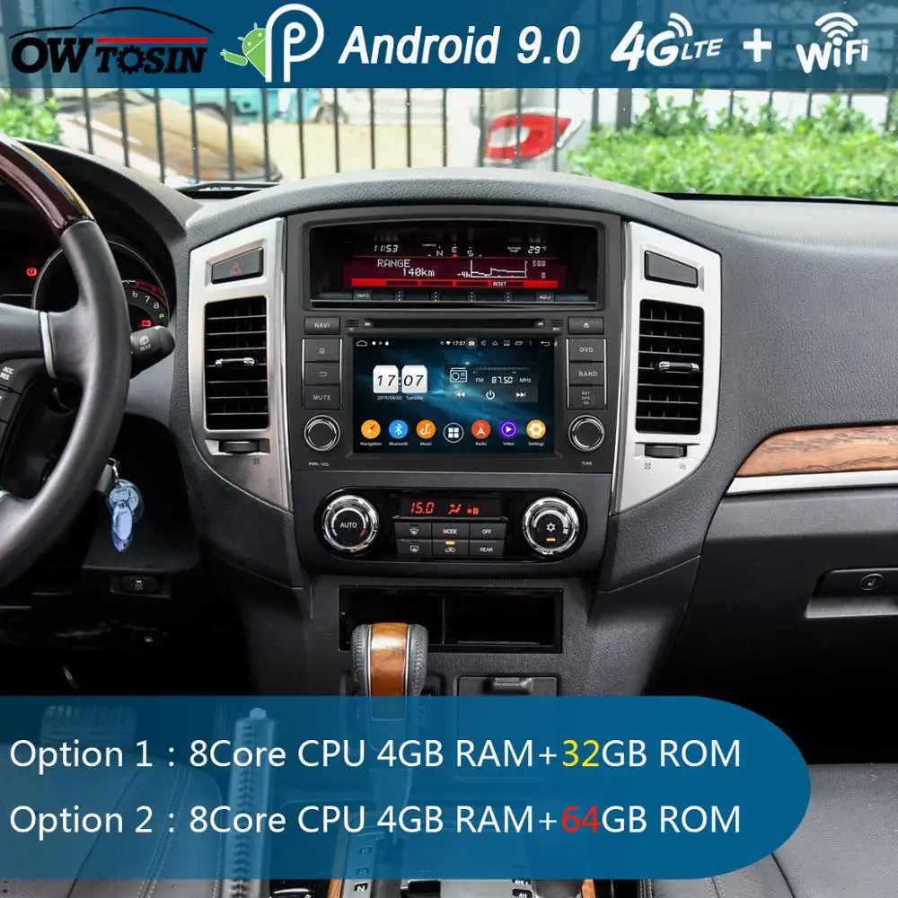 Автомобильный DVD-плеер 7 дюймов IPS 1024*600 8 ядер 4 Гб ОЗУ + 64 ПЗУ Android 9 0 для Mitsubishi Pajero V97