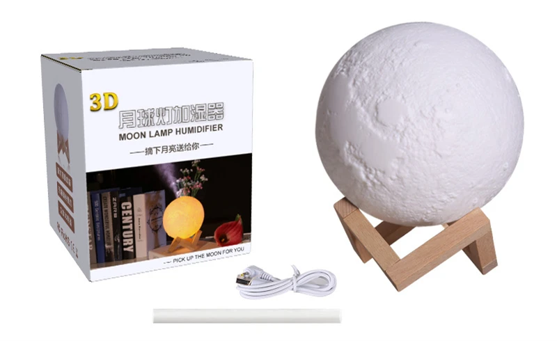 Diffuserlove, 880 мл, увлажнитель воздуха, 3D, луна, светильник, диффузор с 3 вида цветов, меняющий Ночной светильник, USB, увлажнитель воздуха, увлажнитель воздуха, для дома