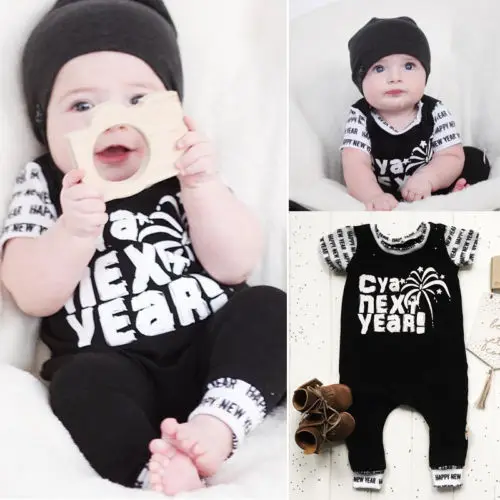 2018 Summer Baby Romper Cotton Kid Boy Girl Happy New Year Short Sleeve Sunsuit Jumpsuit Outfits Clothes | Детская одежда и обувь