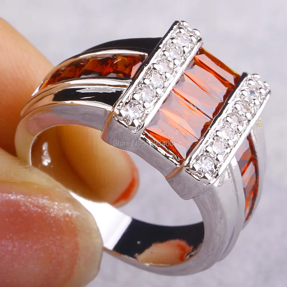 lingmei Unique Fashion Women Party Jewelry New 2017 Red Garnet AAA Silver Color Ring Size 7 8 9 10 Wholesale | Украшения и