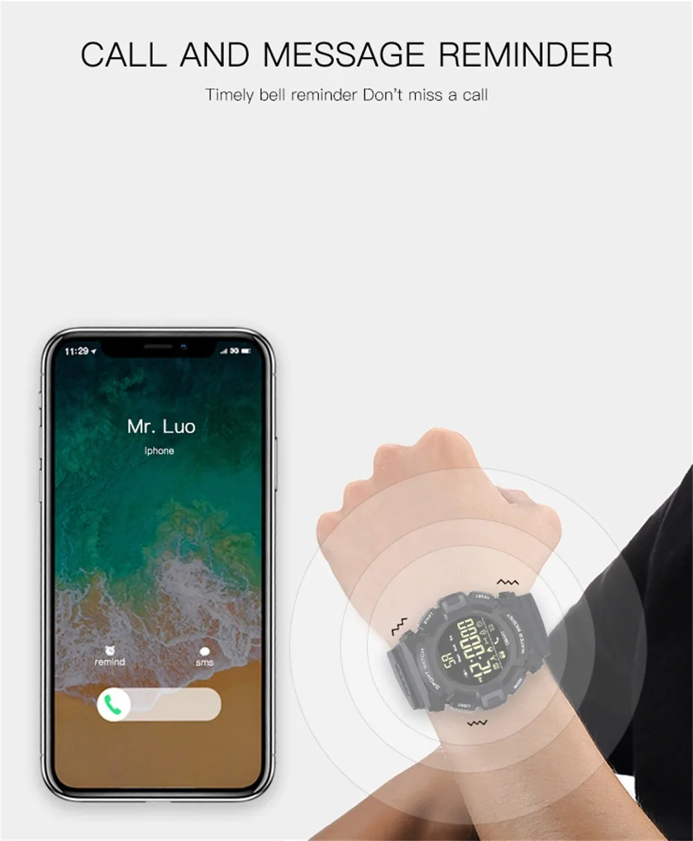 EPULA EX16s водонепроницаемые спортивные Смарт-часы с Bluetooth полноразмерный дисплей