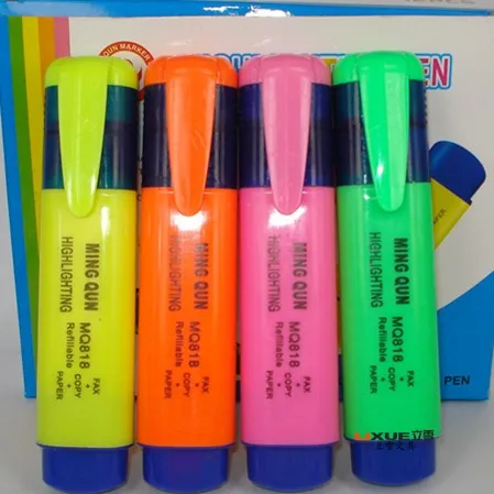 Cute creative stationery candy color large capacity oblique highlighters 4 colors 12pcs free shipping