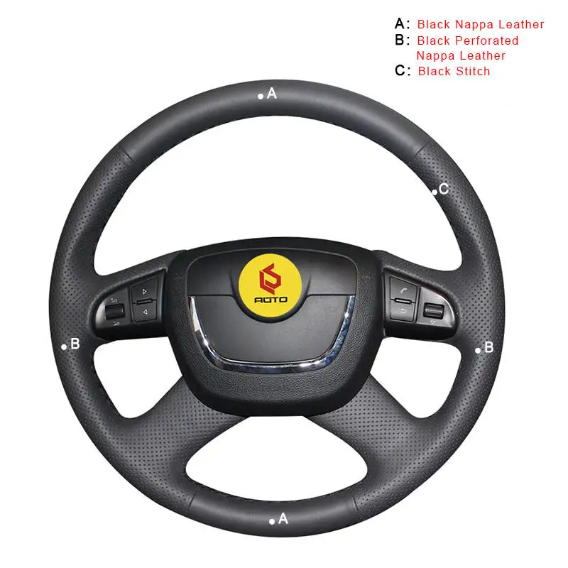 Nappa Leather Авто оплетка на руль Крышка для Skoda Octavia a5 Superb 2012 2013 Fabia 2010- внутренние Чехлы рулевого колеса автомобиля - Название цвета: Nappa Leather