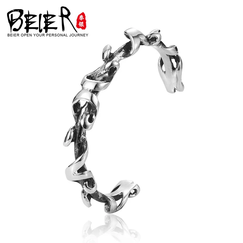 

Beier Sterling Bracelet Highly polished simple vintage man and women bracelet BR925SZ023