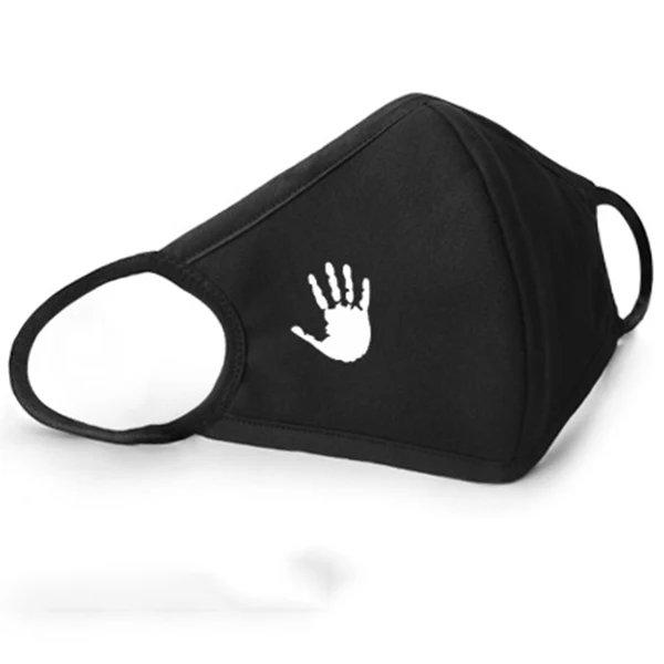 Handprint 1 шт., мультистильная хлопковая маска для губ с мультипликационным принтом Kpop, Пылезащитная, моющаяся, черная маска для лица для мужчин и женщин, респиратор - Цвет: Handprint