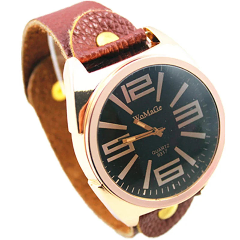 Топ Модный бренд womage роскошные розовое золото большой циферблат Винтаж