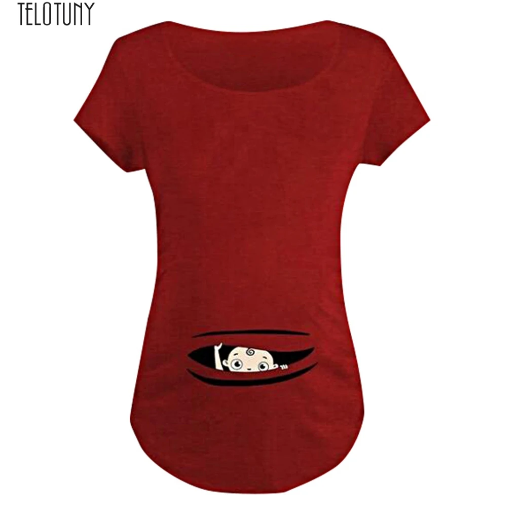 TELOTUNY женская летняя повседневная блузка с коротким рукавом для беременных и