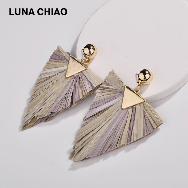 Женские Треугольные Серьги подвески LUNA CHIAO осенние модные Разноцветные серьги из