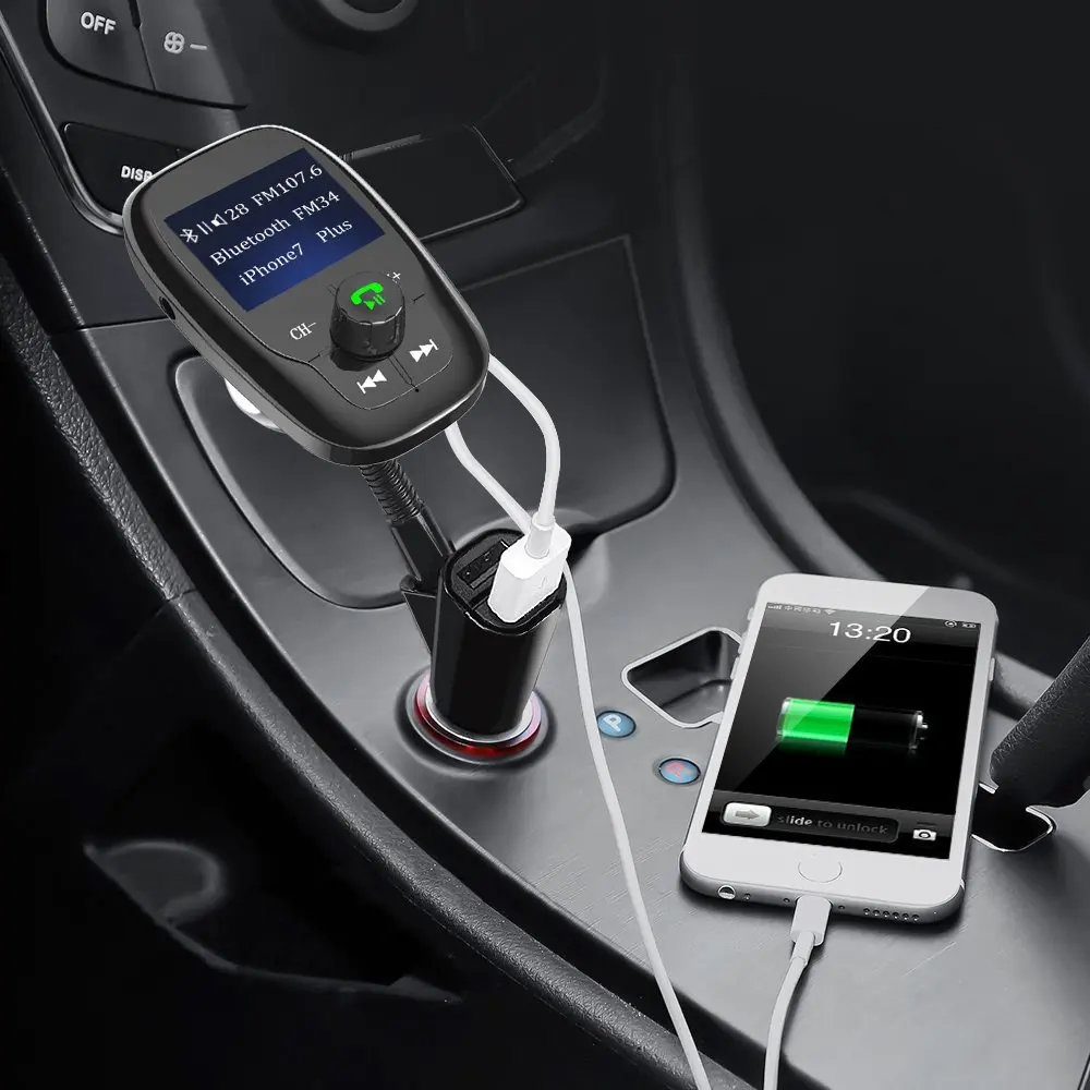 Автомобильное зарядное устройство JESBOD C2 с двумя usb-портами, 5 В, 3 А, адаптер для быстрой зарядки телефона, поддержка автомобильного MP3-плеера, подключение Bluetooth, AUX, TF карта, fm-радио