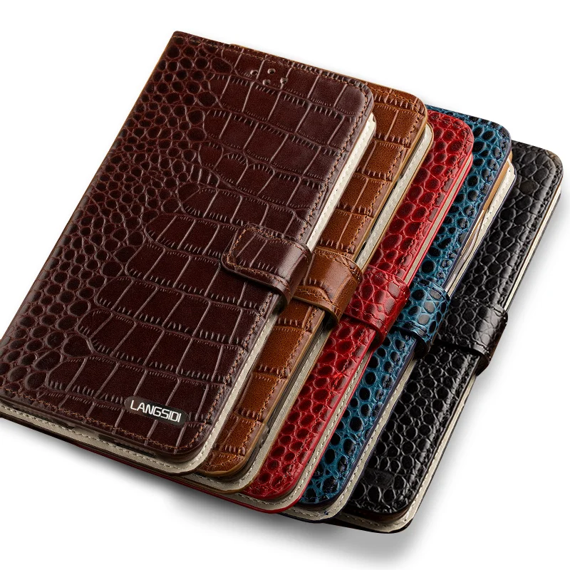 

Luxury Genuine Leather Flip Case For iPhone 8 X Crocodile Texture Card Slots Phone Cover For iPhone 6 6S 7 Plus cases