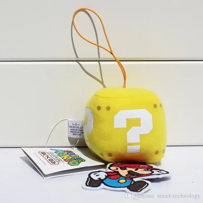 Вопрос Марк Блок Супер Марио плюшевая игрушка кукла с кольцом брелок Мягкая |