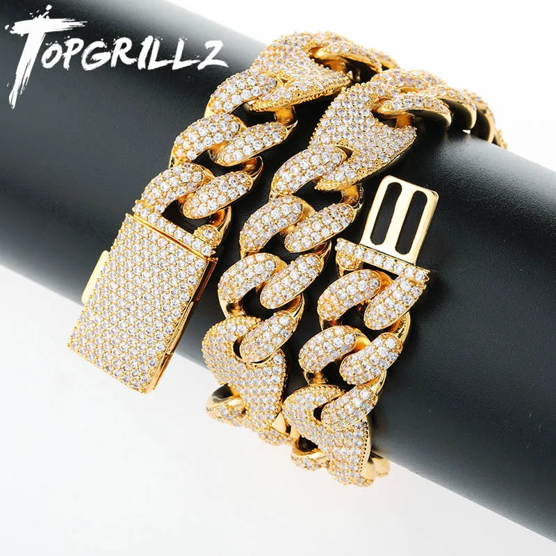 Ожерелье TOPGRILLZ с застежкой 16 мм из кубического циркония золотого и серебряного