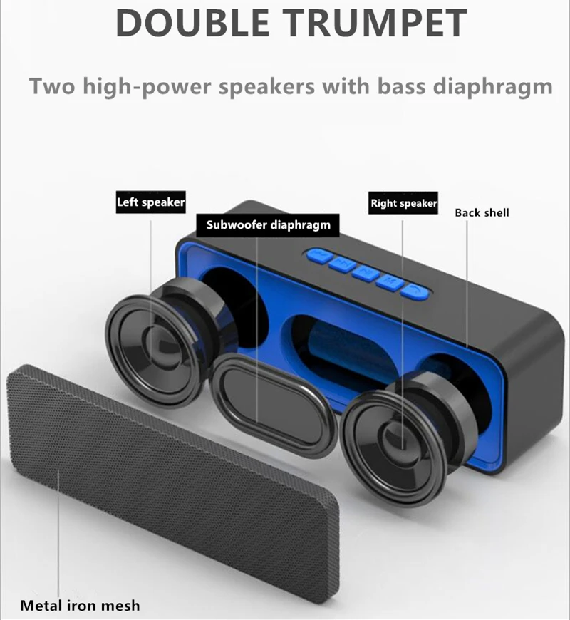 TWS bluetooth динамик Hi Fi портативный Mp3 музыкальный плеер приемник аудио fm радио с USB AUX