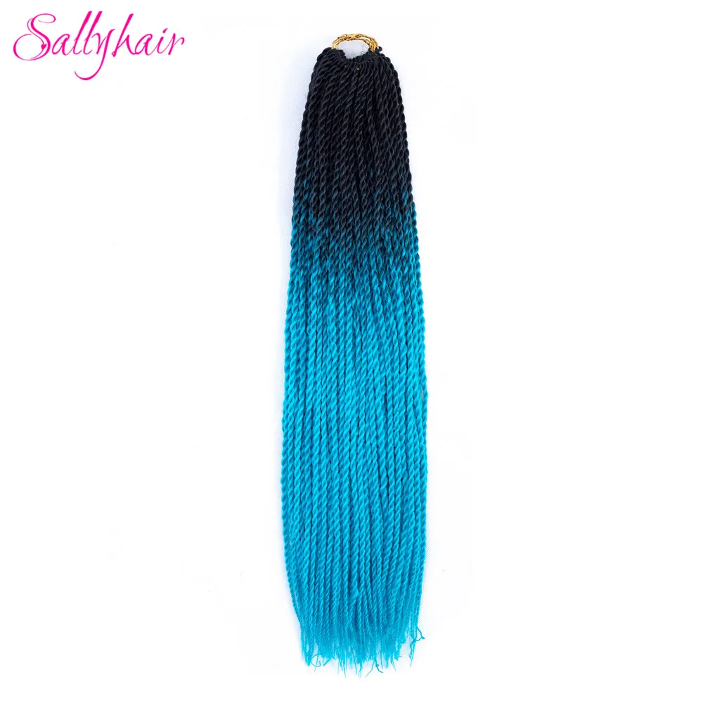 Sallyhair, 20 прядей, сенегалы, закрученные, вязанные, плетенные волосы для наращивания, высокая температура, синтетические, вязанные, Омбре, плетенные волосы - Цвет: 1B/30HL