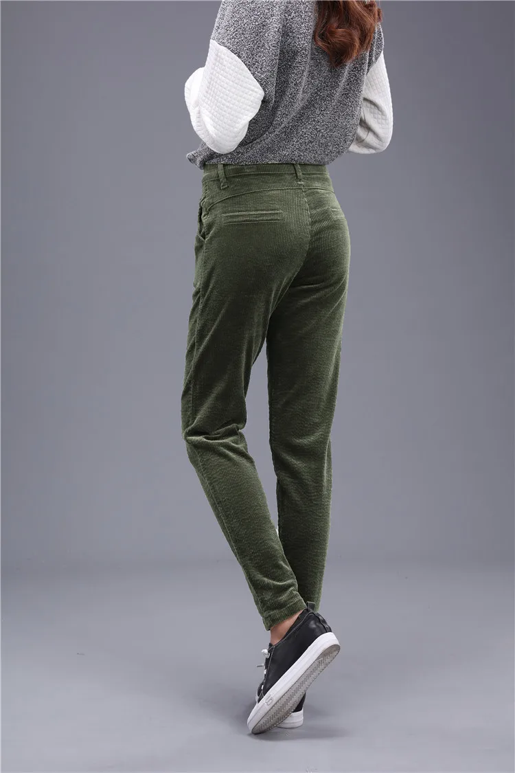 Осенние женские вельветовые брюки Pantalon Mujer с высокой талией, штаны-шаровары размера плюс, повседневные спортивные штаны, свободные зимние теплые штаны