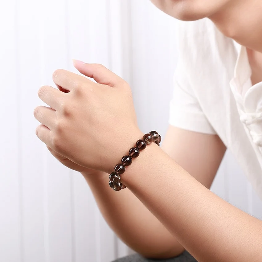 100% натуральный дымчатый кварцевый браслет для женщин 6 14 мм|bracelet femme|bracelet malebracelet