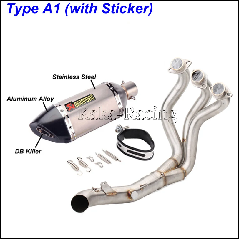 Type A1(sticker) MT09 FZ09 мотоциклетная выхлопная система без шнуровки Модифицированная труба Akrapovic глушитель из углеродного волокна для Yamaha MT-09 FZ-09 - Цвет: Type A1(sticker)