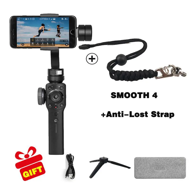 BLACK OPTION 1 Zhiyun SMOOTH 4 3-осевой Карманный стабилизатор для смартфона экшн-камеры телефона Портативный iPhone X Gopro Hero sjcam cam - Цвет: BLACK OPTION 1