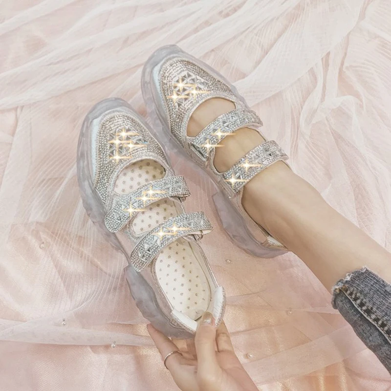 Brand Trend Women Transparent Thick Bottom Sneakers Harajuku Ladies Platform Jelly Shoes Casual Shining Running Footwear | Обувь