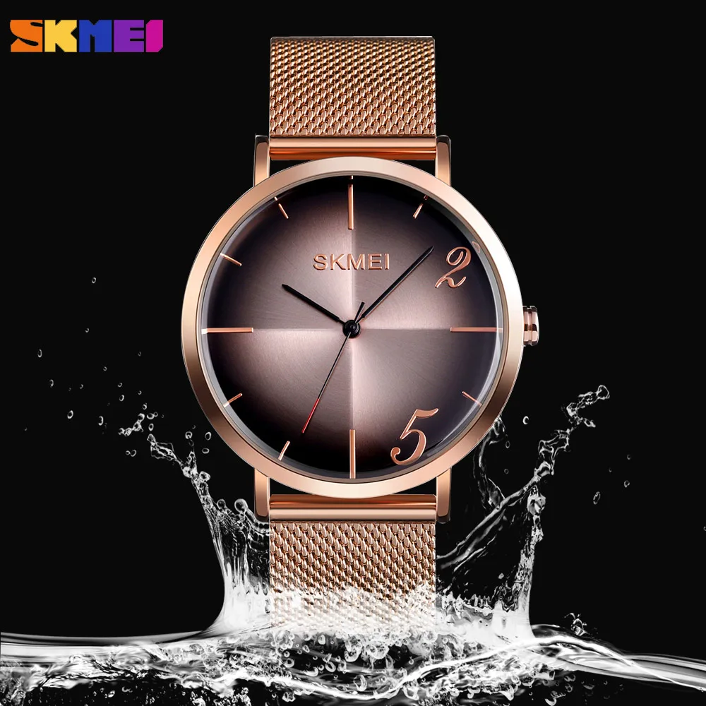

SKMEI Top Brand Luxury Men's Quartz Wristwatches Fashion Business Steel Mesh Belt Waterproof Male Clock Relogio Masculino 9200