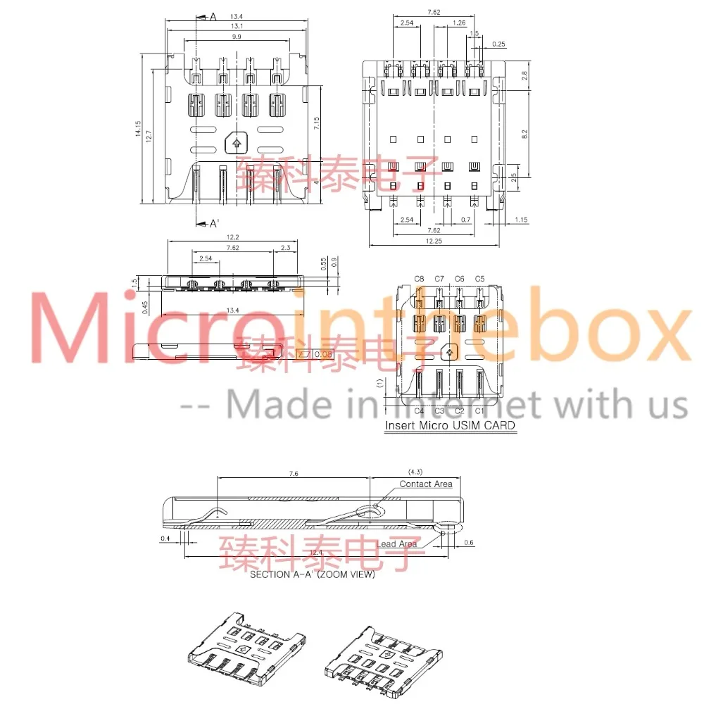 micro sim connector 100pcslot sim card holder push pull 8pin for mobile wearable device watch free global shipping