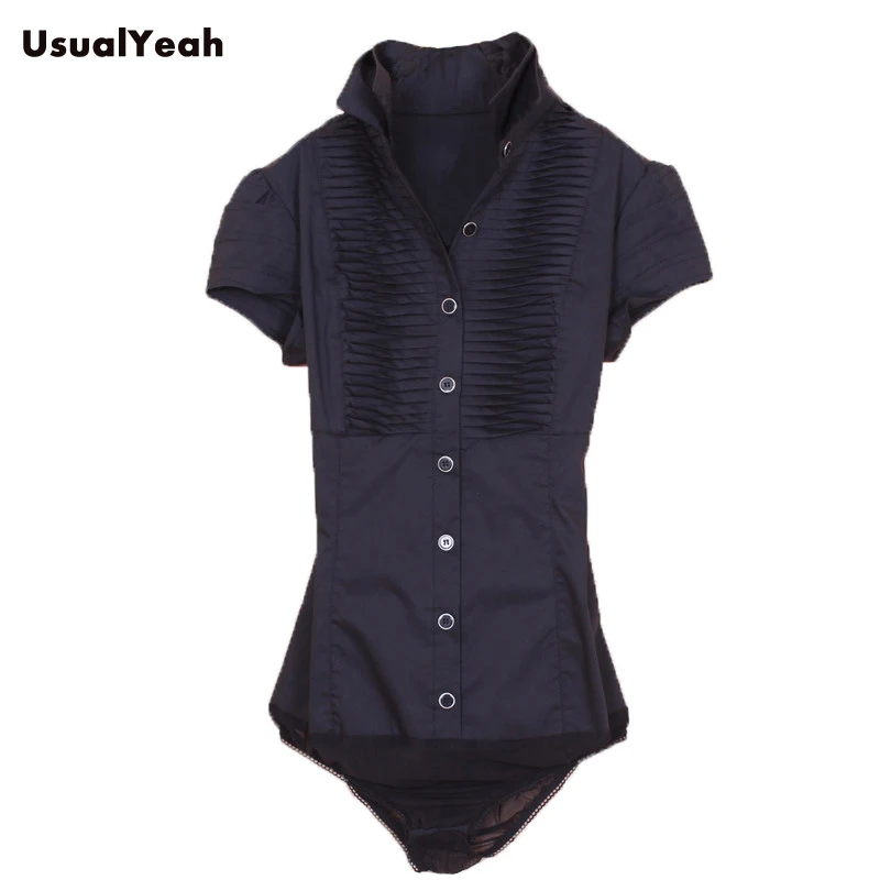 Летняя стильная модная элегантная плиссированная офисная рубашка с коротким