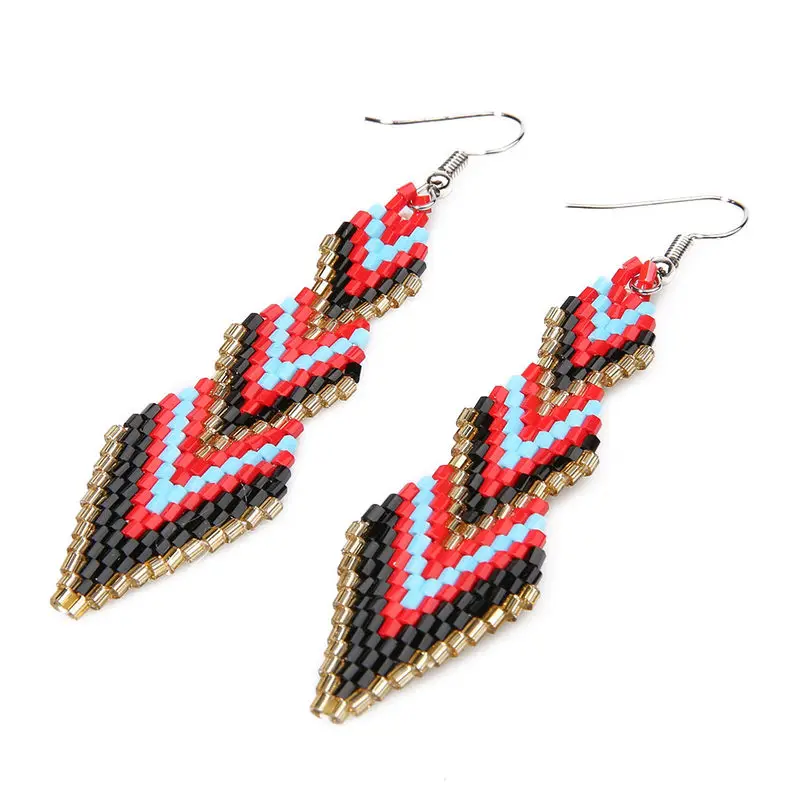 Серьги SHINUSBOHO с подвеской в виде стрелы MIYUKI для женщин, серьги-подвески с кисточками, серьги-подвески, kolczyki - Окраска металла: M-E0041-C